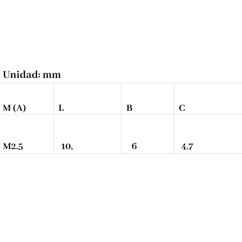 Tornillo Espaciador M2.5x10 (10 Piezas)