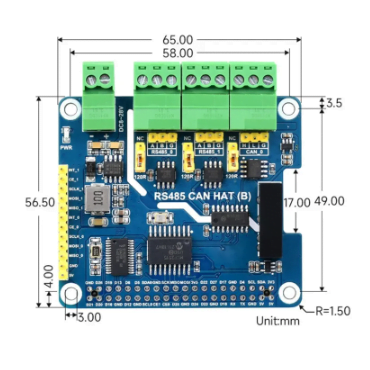 Módulo de Comunicación RS485 para Raspberry Pi 4, interfaz SPI de Doble Canal