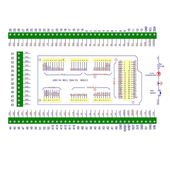 Arduino MEGA 2560 con Base para Montaje en Rieles DIN de 35/32/15mm ...
