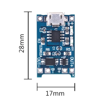 Módulo Cargador de Batería de Litio, Entrada Micro USB
